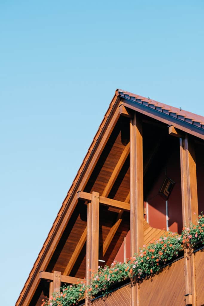 Blick auf das Dach im Restaurant und Landhotel Winter.