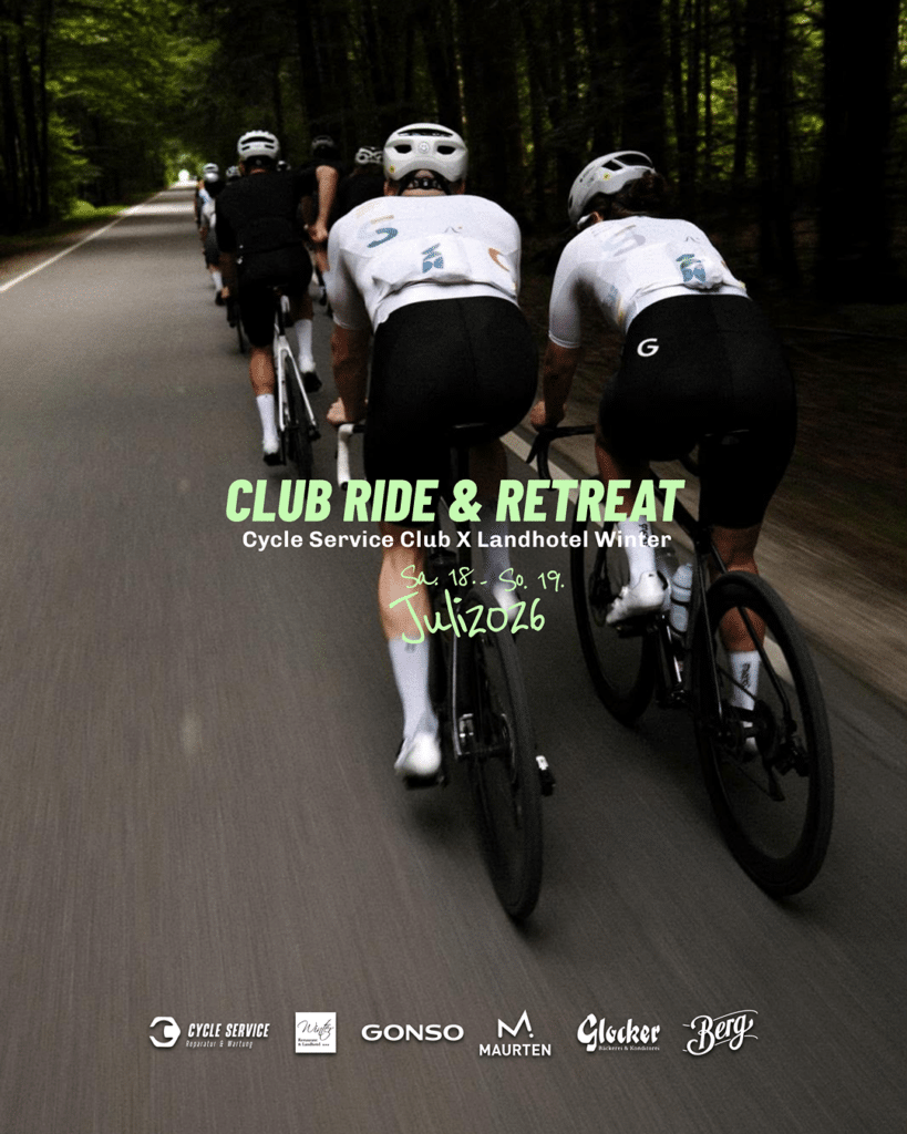 Club Ride & Retreat Flyer mit Datum des Events