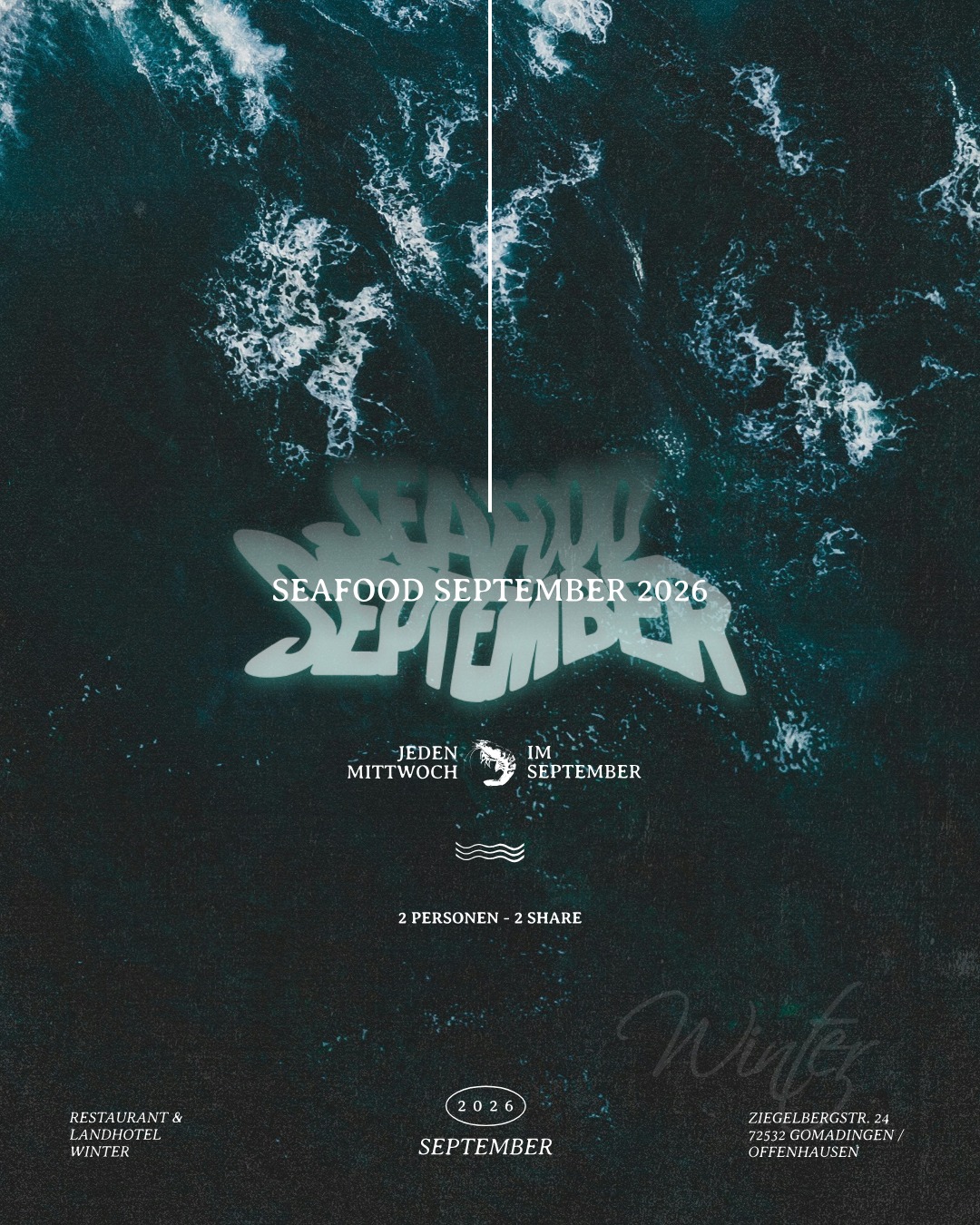 Flyer Seafood September im Restaurant und Landhotel Winter - der Front Flyer des Events.