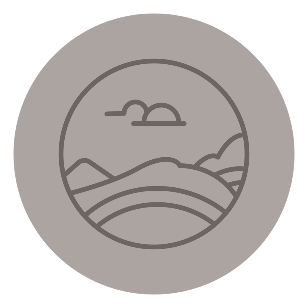 Icon mit Bergen und Wolken