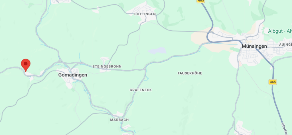 Google Maps Screenshot von der Lage des Restaurant und Landhotel Winter in der nähe von Münsingen auf der Schwäbischen Alb